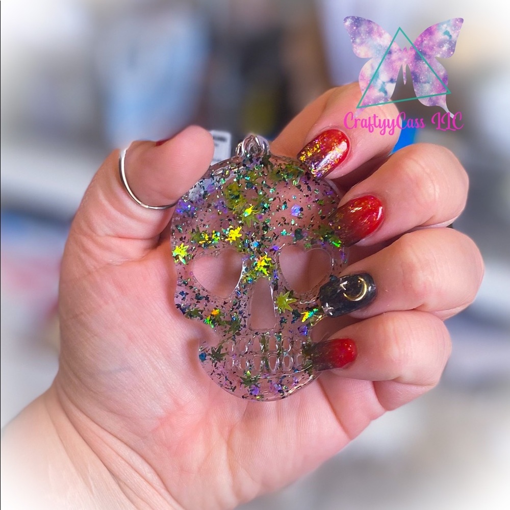Resin Skull Keychain